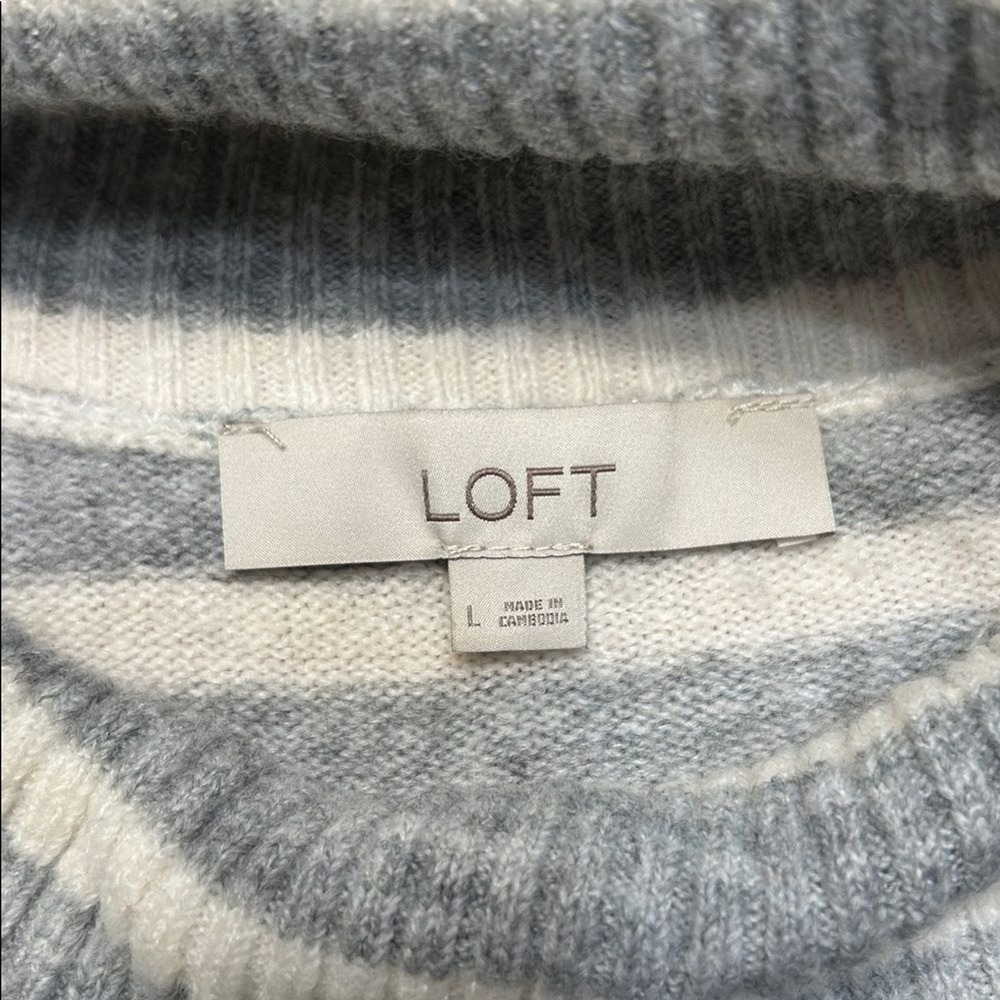 Loft Nautical Preppy Cottagecore Striped Cowl Neck Sweater Long Sleeve Knit - Picture 3 of 9
